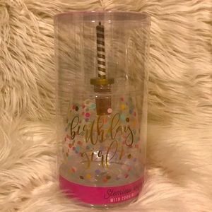 Birthday girl stemless wine glass w/ cork stopper